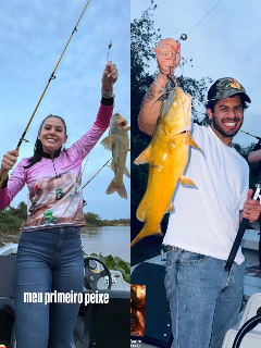 Ana Castela vibra ao pescar primeiro peixe com Z&eacute; Felipe no Pantanal