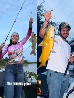 Ana Castela vibra ao pescar primeiro peixe com Z&eacute; Felipe no Pantanal