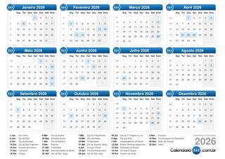 Calend&aacute;rio de 2026 ser&aacute; perfeito para quem gosta de viajar