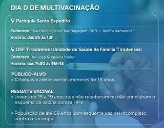 Dia D em Campo Grande fica restrito a dois locais de vacinação neste sábado Dia D em Campo Grande fica restrito a dois locais de vacinação neste sábado