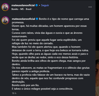 “Bonito está por um fio”, diz ator Mateus Solano após viagem em família “Bonito está por um fio”, diz ator Mateus Solano após viagem em família