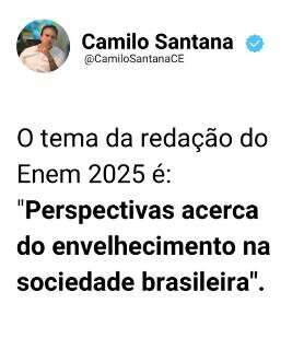 &quot;Perspectivas do envelhecimento&quot; &eacute; tema da reda&ccedil;&atilde;o do Enem 2025