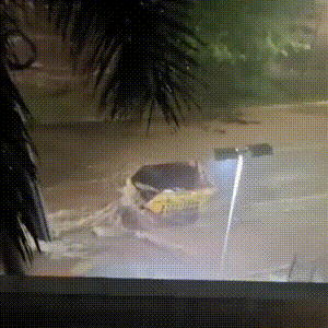 Ca&ccedil;amba &eacute; levada por enxurrada na Avenida Ricardo Brand&atilde;o