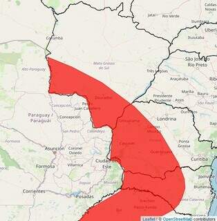 MS entra em alerta vermelho com chegada de frente fria no domingo