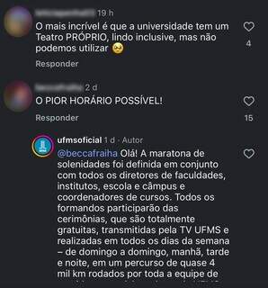 Mudança em horário de colações da UFMS gera críticas entre estudantes Mudança em horário de colações da UFMS gera críticas entre estudantes