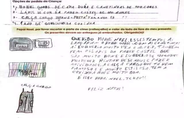 Mais de 66% das cartinhas do Papai Noel dos Correios j&aacute; foram adotadas em MS