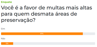 Para 87% dos leitores, multar mais &eacute; caminho contra o desmatamento
