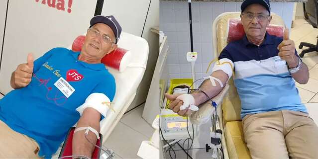 Aos 69 anos, idoso comemora 73&ordf; doa&ccedil;&atilde;o de sangue que pode ter salvado 292 vidas