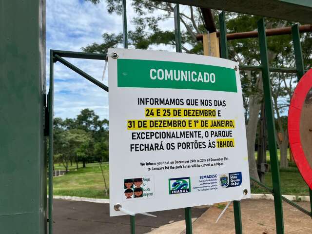 Parque das Na&ccedil;&otilde;es Ind&iacute;genas fecha mais cedo na v&eacute;spera do Ano Novo e no dia 1&ordm;