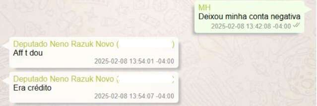 Deputado limpou conta de assessor, mas diz: "Aff, te dou"