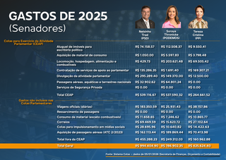 Senadores de MS utilizaram mais de R$ 2,2 milh&otilde;es em dinheiro p&uacute;blico em 2025