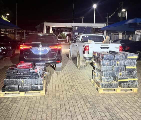 A&ccedil;&atilde;o conjunta apreende 1 tonelada de maconha em duas caminhonetes roubadas