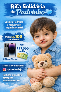 Rifa solid&aacute;ria busca ajuda para cirurgia que vai mudar vida do pequeno Pedrinho