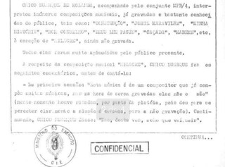 Regime militar espionou Chico Buarque em Campo Grande em 1974