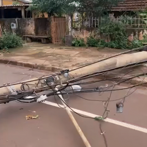Ventania que derrubou &aacute;rvores e postes chegou a 100 km por hora em Dourados
