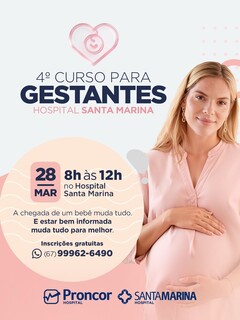 Hospital Santa Marina oferece curso gratuito para gestantes