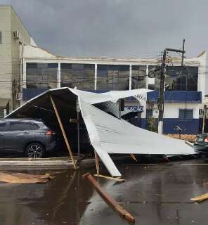 Temporal derruba &aacute;rvores e destelha Secretaria de Educa&ccedil;&atilde;o em Ponta Por&atilde;