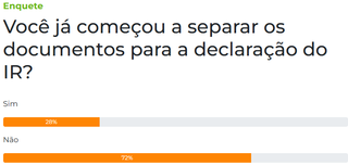 Enquete: 72% ainda n&atilde;o organizaram documentos para o Imposto de Renda