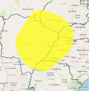 Capital e mais 64 cidades de MS est&atilde;o sob alerta de tempestade
