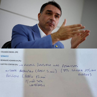 Notas de Fl&aacute;vio Bolsonaro revelam apoio a Riedel e pedido milion&aacute;rio de Pollon