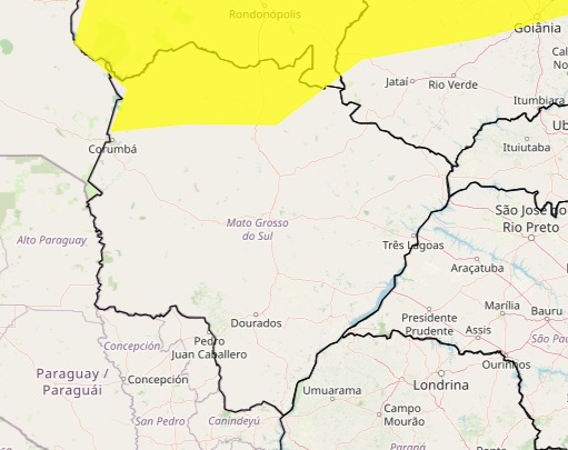 Alerta de chuvas intensas atinge 8 cidades em MS