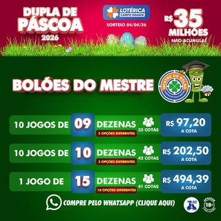 Dupla de P&aacute;scoa 2026 sorteia R$ 35 milh&otilde;es com garantia de premia&ccedil;&atilde;o
