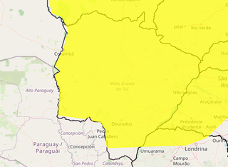 Tempo inst&aacute;vel domina MS com risco de granizo no extremo sul