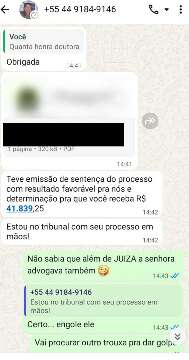 Nome de ju&iacute;za &eacute; usado em golpe: "vai procurar outro trouxa", diz v&iacute;tima