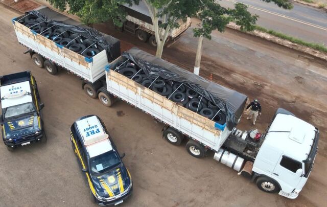 "Carreta carregada com pneus contrabandeados é apreendida na BR-163"