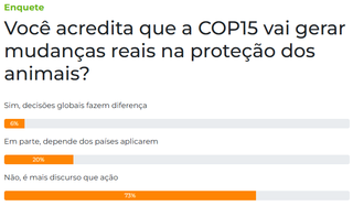 73% desacreditam em mudan&ccedil;as reais na prote&ccedil;&atilde;o animais ap&oacute;s COP15