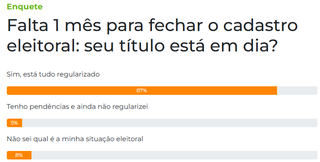 Maioria diz ter t&iacute;tulo de eleitor em dia, mas 13% ainda t&ecirc;m d&uacute;vida ou pend&ecirc;ncia
