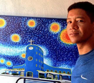 Com arte realista, Jorge homenageia cidade que o acolheu h&aacute; 15 anos