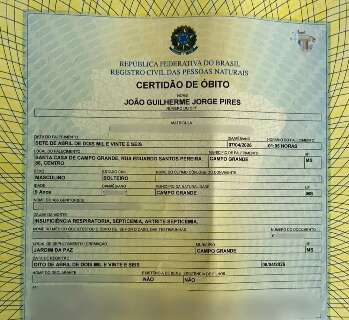 Infec&ccedil;&atilde;o generalizada levou crian&ccedil;a &agrave; morte em hospital, aponta certid&atilde;o