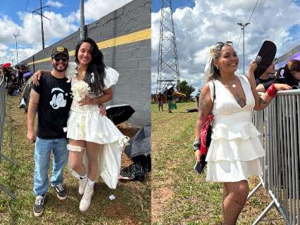 Noivas aparecem na fila do Guns inspiradas em clipe &ldquo;November Rain&rdquo;