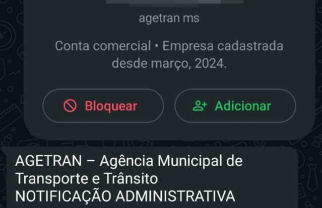 Agetran alerta para golpes com mensagens falsas enviadas pelo WhatsApp