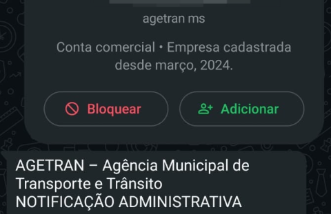 Agetran alerta para golpes com mensagens falsas enviadas pelo WhatsApp