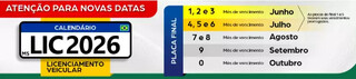 Detran altera calend&aacute;rio de licenciamento para placas finais 1 a 5