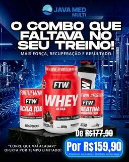 Creatina a R$ 39,99 e pr&eacute;-treino FTW Diabo Verde a R$ 74,99 agitam