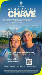 Evento "Virada de Chave" oferece bolsas de at&eacute; 100% de estudo