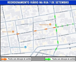 Mudan&ccedil;a de sentido na Rua 7 de Setembro causa confus&atilde;o no tr&acirc;nsito 