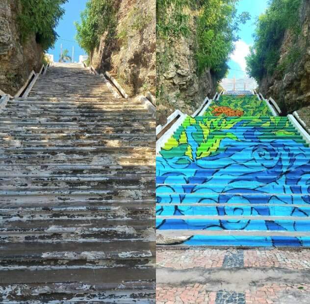 Obra de arte com 126 degraus transforma escadaria histórica