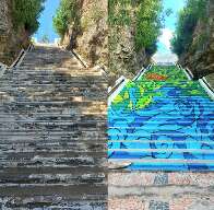 Obra de arte com 126 degraus transforma escadaria hist&oacute;rica