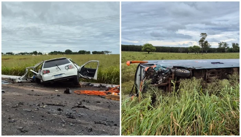 Mortos em batida com 12 feridos eram passageiro de &ocirc;nibus e motorista de Golf