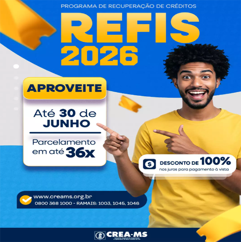 Refis do CREA oferece 100% de desconto nos juros para quitar d&iacute;vidas