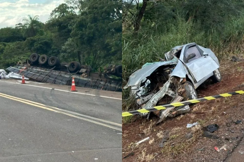 Batida entre carreta e carro mata homem na BR-163