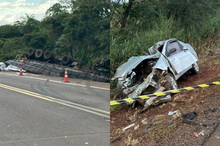 Batida entre carreta e carro mata homem na BR-163