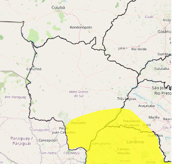 Inmet coloca 37 cidades sob aviso de tempestade com risco de granizo 