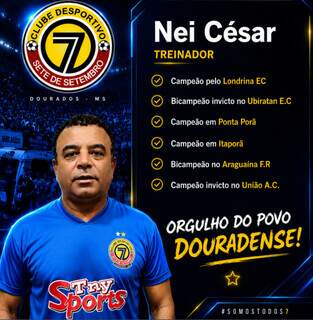 Sete de Setembro anuncia treinador para disputar a Série B de MS Sete de Setembro anuncia treinador para disputar a Série B de MS