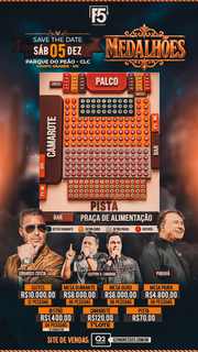 Evento Medalhões com ingressos em até 6x sem juros até 05 de junho Evento Medalhões com ingressos em até 6x sem juros até 05 de junho