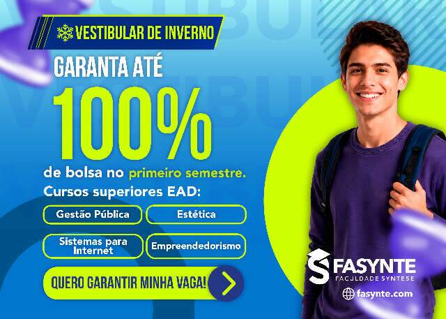 Faculdade Syntese abre inscrições para vestibular com bolsas até 100%
